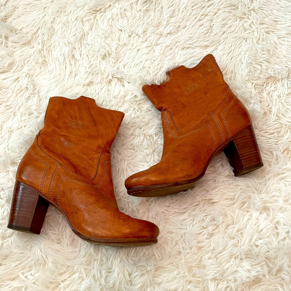 Frye Tan Leather Ankle Boots